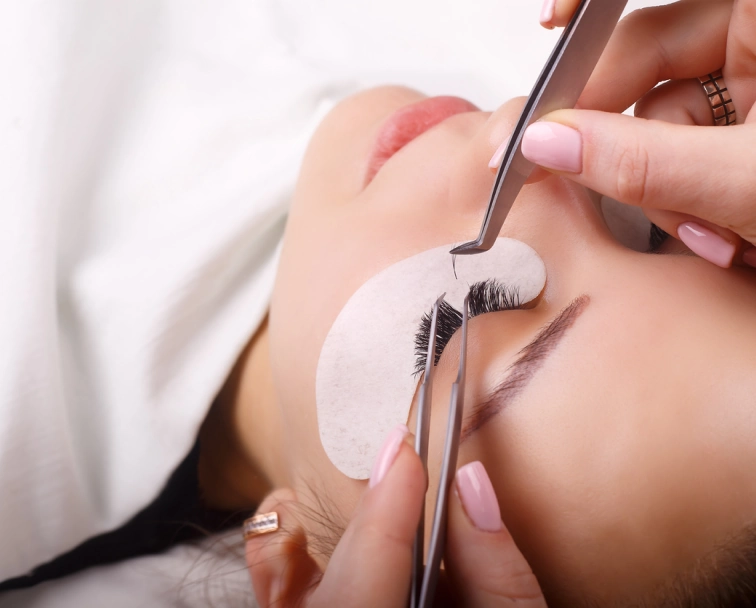 Close up of eyelash extensions